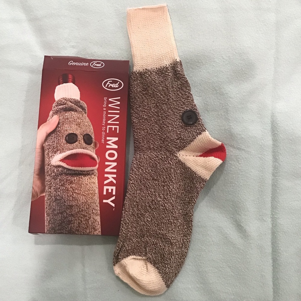 FRED Wine Monkey Sock Monkey Bottle Caddy